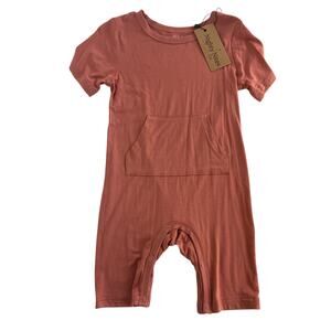 NWT Baby Infant Nighty Nite Short Bamboo Spandex Dark Orange Bodysuit 12-18M
